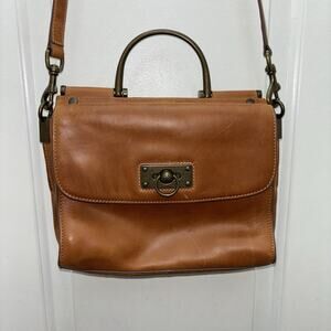 Frye Farrah Top Handle Brown Leather Satchel Crossbody Shoulder Bag